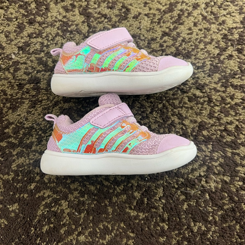 Purple and sparkly tennis shoes